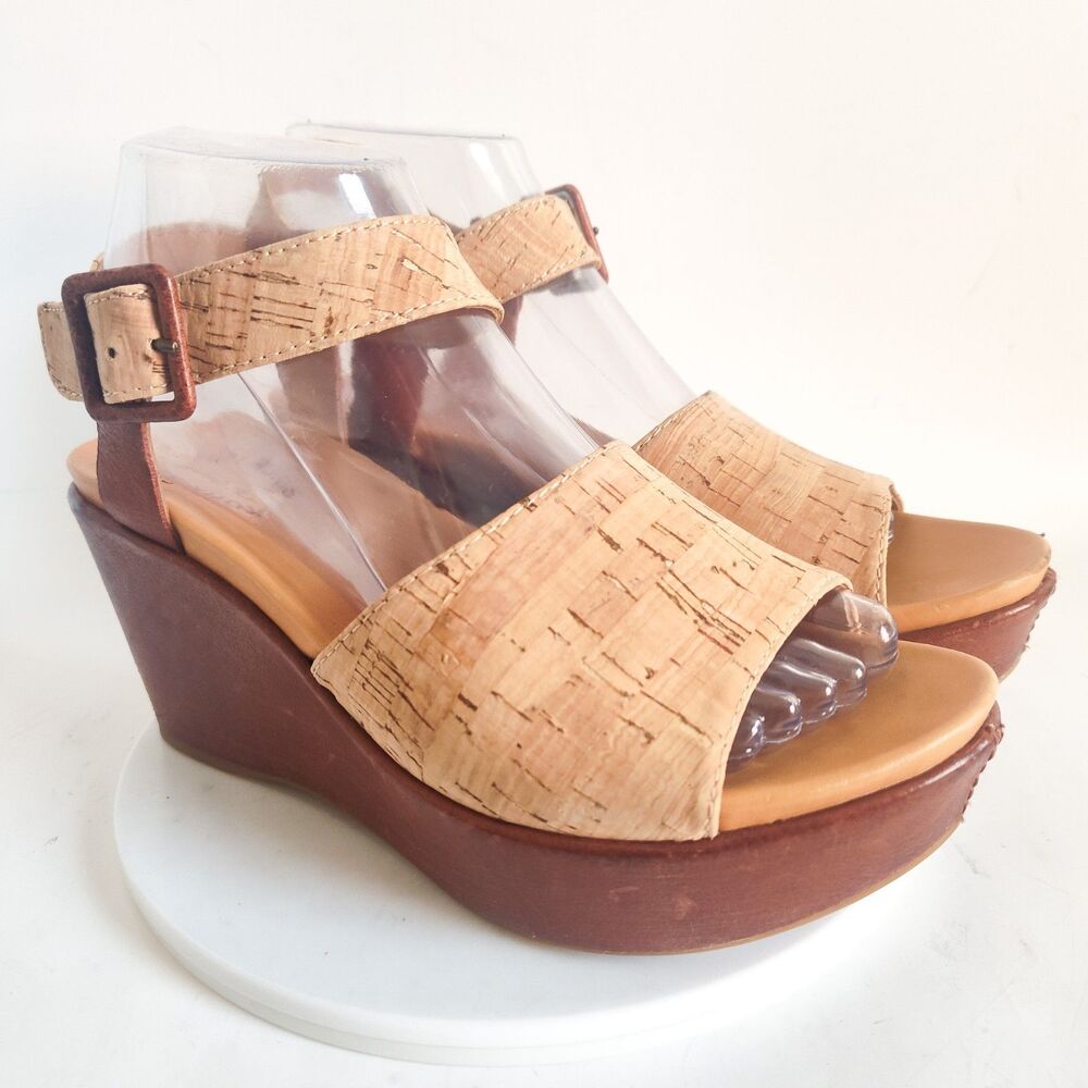 Kork-Ease Cork Wedge Sandals in Natural Tan and Brown - Picture 2 of 12